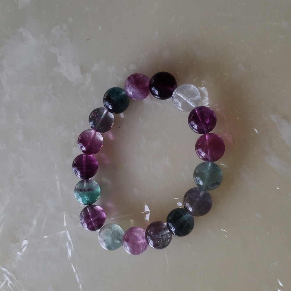 Natural Colorful Fluorite Crystal 11.8mm Bracelet
